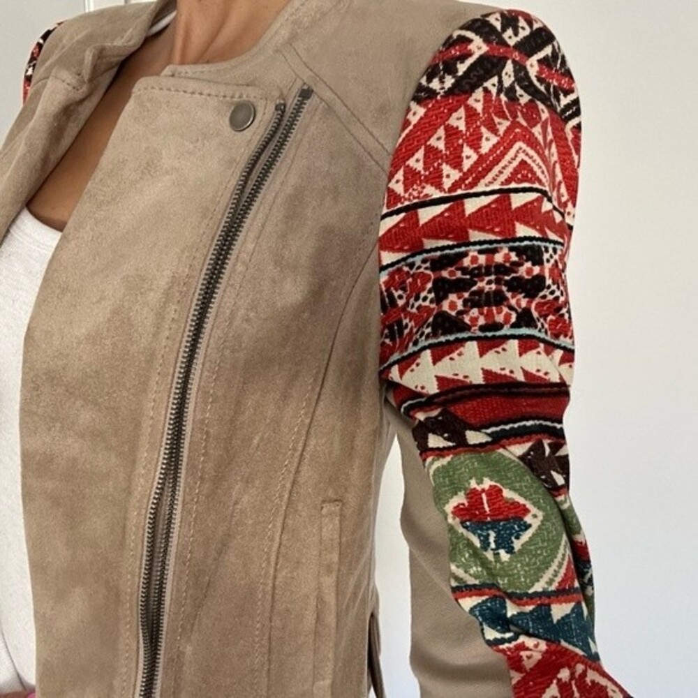BCBG SUEDE TRIBAL JACKET